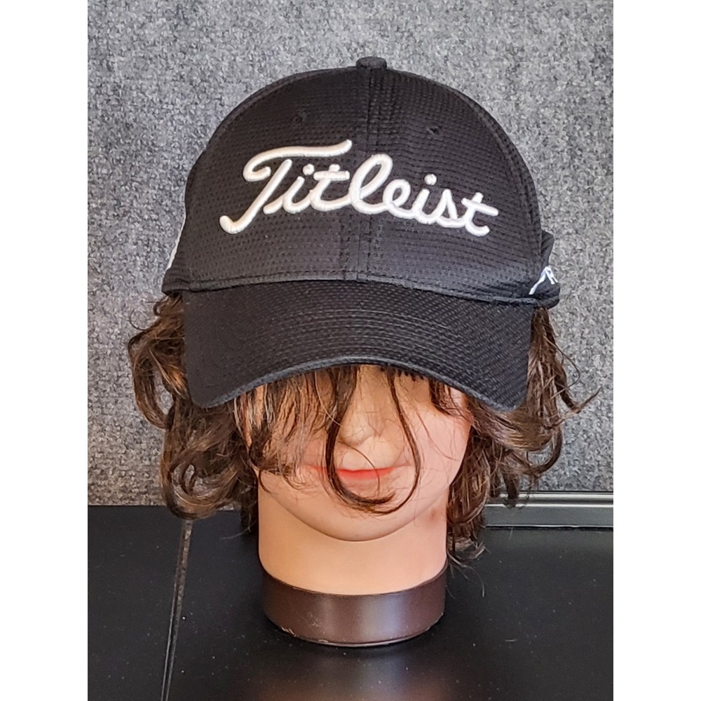 Titleist New Era Mens L XL Fitted Golf Hat Black Mesh Pro V1 FJ Tour Performance